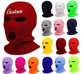 Custom Text Embroidered Winter Women Beanie Hat Balaclava Cycling Ski Mask Men Personalised Your Name Drop227G8971326