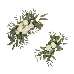 Decorative Flowers 2Pcs Artificial Wedding Arch Home Party Table Floral Swag