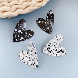 Stud Earrings Street Style White Black For Women Cow Pattern Spotted Heart Cute Lovely Earring Korean Jewelry Pendientes Joyero