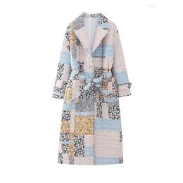 Womens Jackets Yenkye Patchwork Floral Printed Long Quilted Jacket Women With Blet Autumn Winter Warm Overcoats Female Chic Street Dro Dh7Fy