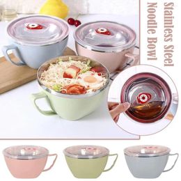 Bowls 1pcs Stainless Steel Bowl With Handle Solid Color Anti Accessory Tableware Kitchen Mixing Instant Noodles Scaldin Y5h6