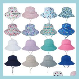 Caps Hats Baby Bucket Cap Kids Sun Fisher Round Top Wide Brim Fisherman Hat Boys Girls Summer Beach Casual Children Gift Fashion A Dhgml 0418 0423