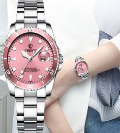 Wristwatches Luxury Ladies Watch 2022 Stainless Steel Waterproof Watches Women Fashion Pink Blue Green Dial9336705