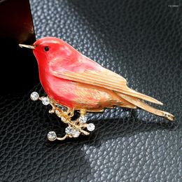 Brooches CINDY XIANG Cute Enamel Bird Brooch 2 Colours Pink And Blue Pin