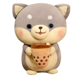 Kawaii Cute Peluches Plushies Mini Stuffed Dog Boba Pillow Bubble Milk Tea Cup Soft Animals Plush Toys