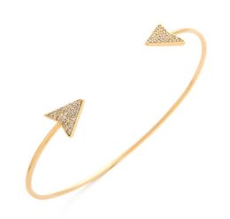 Gold Plated Adjustable CZ Crystal Geometric Triangle Shaped Cuff BraceletsBangle Open Charm Bracelet For Women Or Men5629064