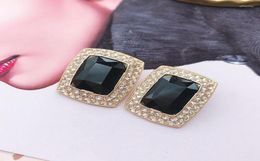 Stud Rectangle Black Glass Stones Earrings High Quality Party Exquisite Jewellery For WomenStud Effi229443206