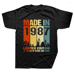 Men's T Shirts Vintage Made In 1987 Limited Edition 37 Years Of Being Awesome Summer Graphic Cotton Streetwear Birthday Gifts T-shirt