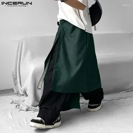 Men's Pants INCERUN Men Irregular Skirts Solid Color Button Personality Casual Bottoms Streetwear 2024 Loose Fashion Unisex S-5XL