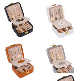 Jewellery Boxes Storage With Mirror Portable Pu Leather Organiser Display Travel Case For Earrings Necklace Ring Drop Delivery Dhgarden Dhbqf