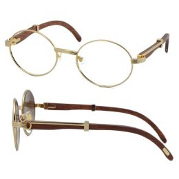 Wholesale Wood glasses frames 7550178 Round Metal Eyeglasses eyeglass female women silver gold frame C Decoration Eyewear