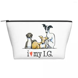 Cosmetic Bags Italian Greyhound WhippetLover Bag Women Kawaii Big Capacity Sighthound Dog Makeup Case Beauty Storage Toiletry