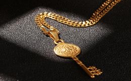 hip hop Stainless steel antique key pendant necklaces for men women mens pendants gold chain necklace jewelry gift6004729