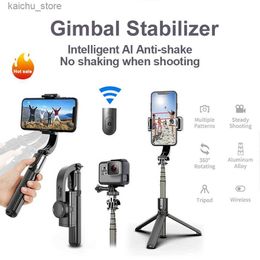 Selfie Monopods Handheld Gimbal Stabilizer for Smartphone 1-Axis with Selfie Stick Tripod Stand Wireless Bluetooth Remote for iPhone Android Y240418