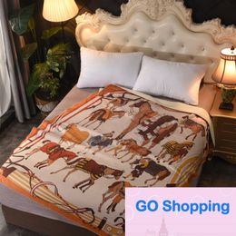 New Horse Style Printed Lambswool Blanket Thickened Warm Style Blanket Sofa Blanket Light Luxury