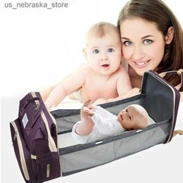 Diaper Bags Large capacity outdoor fashionable folding baby crib high-quality mummy bag upgraded for sunbathing maternity and baby bags Q240418