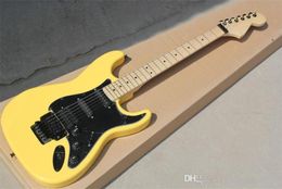 Factory Custom Yellow Floyd Rose Electric Guitar with Black PickguardMaple FingerboardSSH Pickupsoffering Customised services2746740
