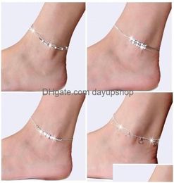 Anklets New 925 Sterling Sliver Ankle Bracelet For Women Foot Jewellery Inlaid Zircon On A Leg Personality Gifts 527 T2 Drop Deliver5350905