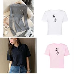 Camisetas de camisetas femininas Campa de algodão feminina Top estampado de bordado de designer vestidos de manga Lady Sweaters Sweater Capuzes Femme Vintage Cropped