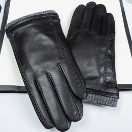 Top Quality Genuine Leather Gloves For Men Thermal Winter Touch Screen Sheepskin Glove Fashion Slim Wrist Driving