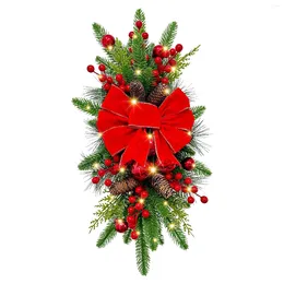 Decorative Flowers Pantry Decorations For Wall Sign Front Door The Cordless Prelit Stairway Trim Christmas Wreaths Holiday