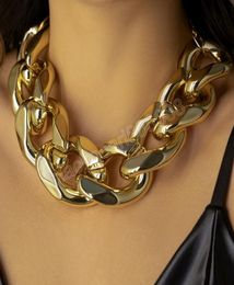 Exaggerated Large Chunky Thick Choker Necklace for Women Vintage Gold Colour Collar Cuban Chain Necklaces6208577
