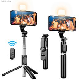 Selfie Monopods Portable 41 inch selfie stick mobile tripod with wireless remote control and expandable tripod 360 rotation compatible with iPhone Y240418
