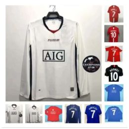 Tops&Tees Qqq8 Long Sleeve 2007 2008 2009 Ronaldo Retro Soccer Jerseys United Rooney Giggs Nani Man 07 08 09 Scholes Tevez Berbatov Vidic Ut