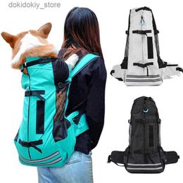 Dog Carrier Puppy Carrier Bag Reflective Breathable Pet Backpack for Corgi Bulldog Large Dogs Adjustable Outdoor Hiking Dog Travel Bag L49