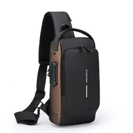 Men Multifunction Anti Theft USB Shoulder Bag Man Crossbody Cross Body Travel Sling Chest Bags Pack Messenger 240407