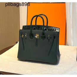 Handmade 7a Handbag Bikns Genuine Leather Emerald touch 25CM womens made of leather crocodile leather with goldNZ1V