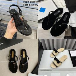 2024 New Women's Summer Fashion Flip-Toe Designer Flat Comfort Sandals Women Luxury Brand Dress Vacation thong Beach Bow Flip-Flops Channel Slides Miller Shoes