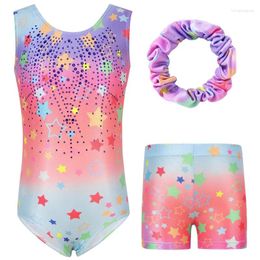 Stage Wear Ballet Gymnastics Leotards For Girls One-piece Sparkle Colorful Rainbow Dancing Athletic Sparkly Dance Unitards 5-12T