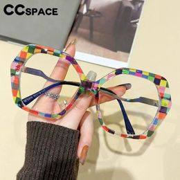 57426 Trend Colourful Optical Spectacles Frames Ladies Polygon Large Size Anti Blue Light Glasses Prescription Eyeglass 240410