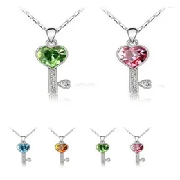 Chains 10pcs Sterling Silver Jewelry Zirconia Key Pendant Necklace For Women Gift Link Chain Choker Collares