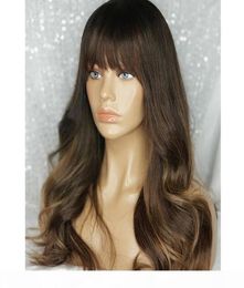 Honey Ombre Fringe Blonde Highlights 13X6 Front Human Hair Wig Body Wave Remy Brazilian Full Lace Wigs With Bangs Prepluc6665024 482 S 9 s