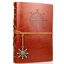 Retro Notebooks Journals Agenda Binder Sketch Book Leather Soft Cover 13x9cm Replaceable Kraft Paper Inner Korean Stationery 240415