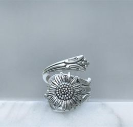 Bohemia Silver Colour Spoon Daisy Rings for Women Female Wild Flower Ring Boho Jewellery Accessories4887834