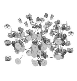 60 Sets Hypoallergenic Stainless Steel Blank Flat Earrings Pin Post Stud Back Findings DIY Jewelry Design Findings4704795