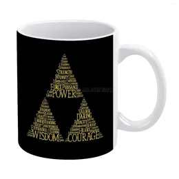 Mugs Black Synonymous White Mug 11oz Ceramic Tea Cup Coffee Friends Birthday Gift Legend Of Triforce Text Art