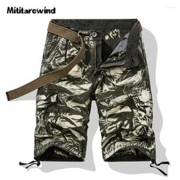 Men's Shorts Summer Camouflage Cargo Short Men High Quality Mid-waist Knee Length Mens Cotton Breathable Casual No Belt