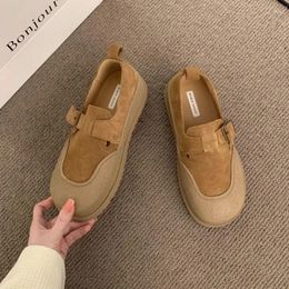 Casual Shoes 2024 Autumn Big Head Thick-soled Women Students Solid Colour Board Suede Comfortable Loafers