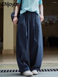 Women's Pants 2024 Summer Women Japanese Simple Silhouette Wide Leg Y2K Streetwear Sweatpants Casual Elastic Waist Lightweight Trousers
