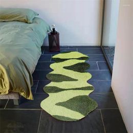 Carpets Modern Simple Bedroom Bedside Foot Mat Irregular Stripe Bay Window Flocking Carpet Household Bathroom Non-Slip Absorbent