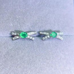 Stud Earrings Per Jewellery Natural Real Green Emerald Earring Small Style 0.25ct 2pcs Gemstone 925 Sterling Silver Fine L243177