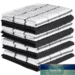 New Cotton Dish Towel Soft Super Absorbent Wiping Rags Lattice Designed Bathroom Kitchen Tea Bar Towels Home Glass Hand Cleaning Cloth
