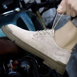 Casual Shoes Mens Suede Natural Leather Men Handmade Comfy Outdoor Brand Fashion Slip On Flat Khaki Zapatos Hombre