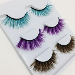 False Eyelashes 3D Mink Blue Purple Brown Long Lasting Eyelash Soft Crisscross Fake Extension 3Pairs/set 2024