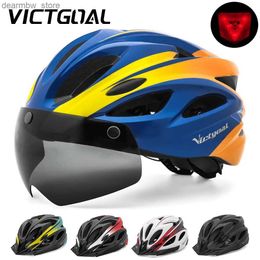 Cycling Caps Masks VICTGOAL Bicycle Helmet For Men Taillight Magnetic Goggles UV400 Lens Sun Visor Cycling Helmets MTB Electric Scooter Bike Safety L48