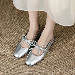 Dress Shoes Women Patent Leather Low Heel Mary Jane Sandals 2024 Summer Ankle Straps Platform Woman Silver Square Toe Heeled